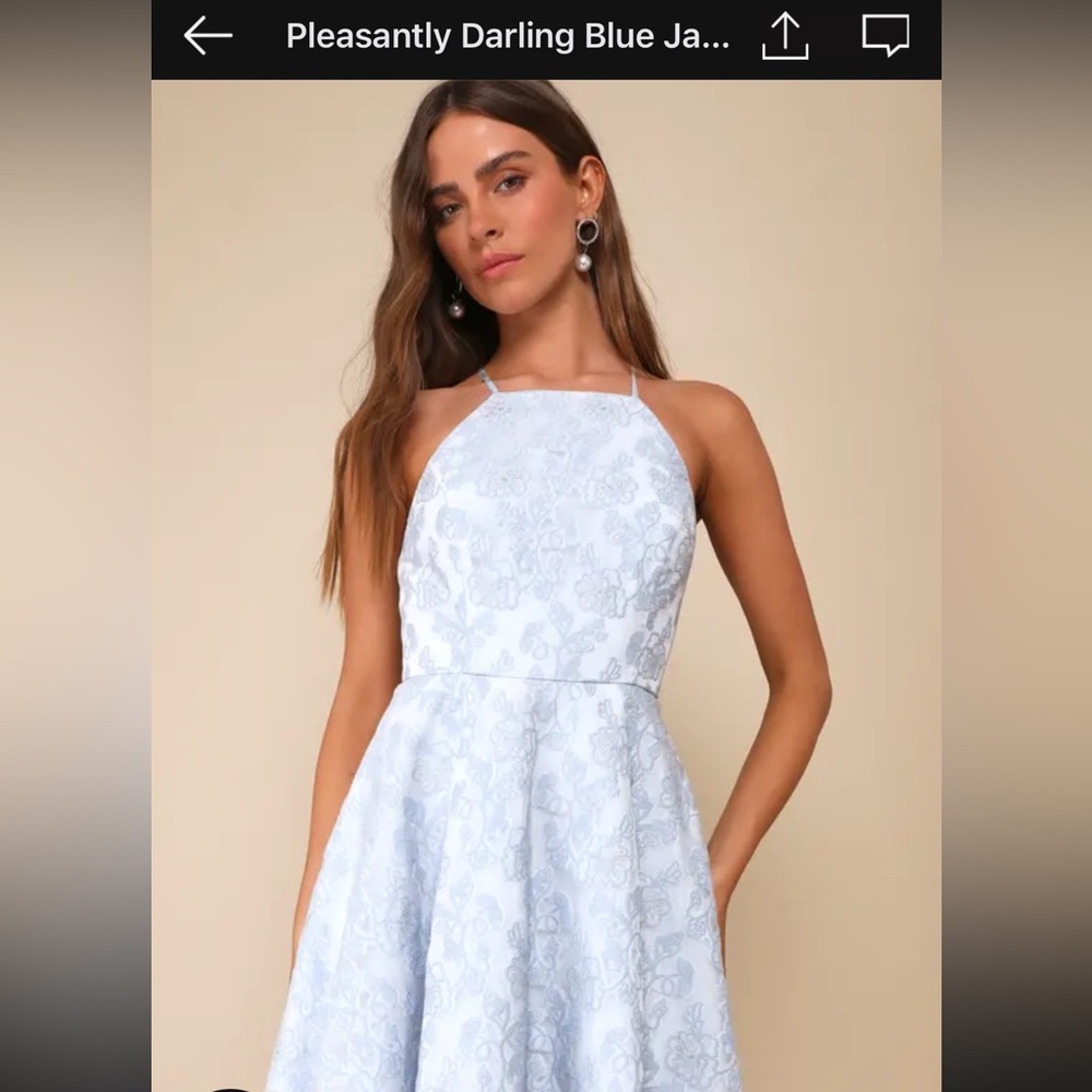 Pleasantly darling blue floral backless mini lulus